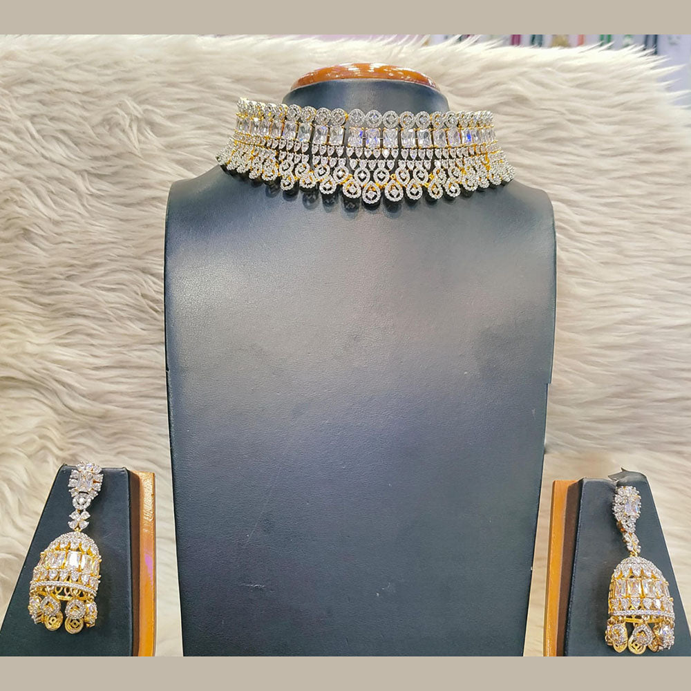 Jain Jewellers Glamorous American Diamond Designer Necklace Set