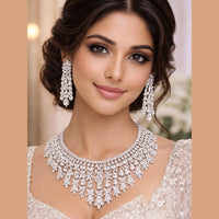 Jain Jewellers Premium  American Diamond Designer Necklace Set 