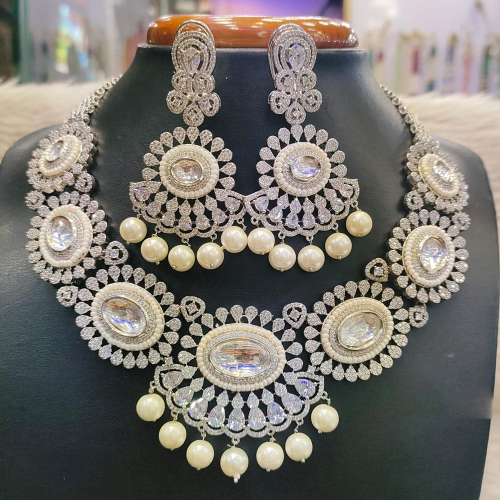 Jain Jewellers Premium  American Diamond Designer Necklace Set