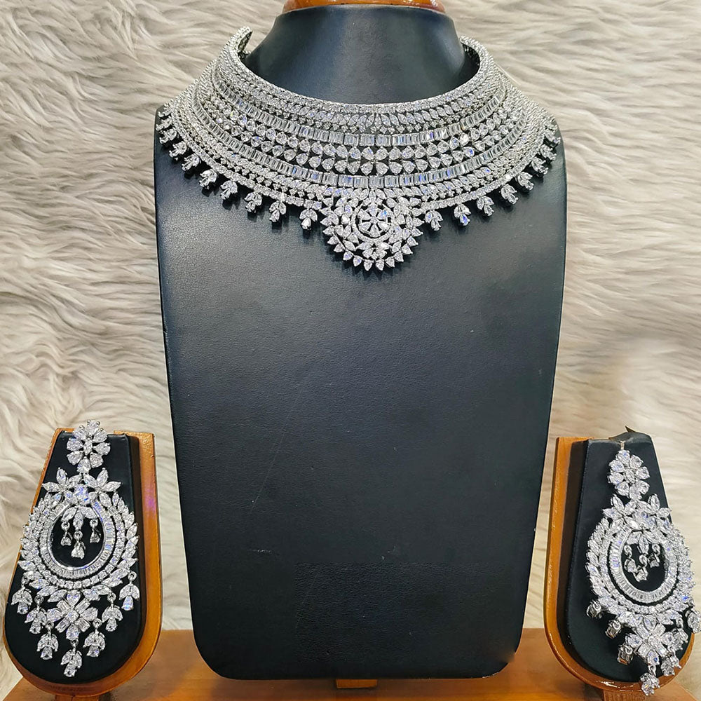 Jain Jewellers Premium  American Diamond Designer Necklace Set