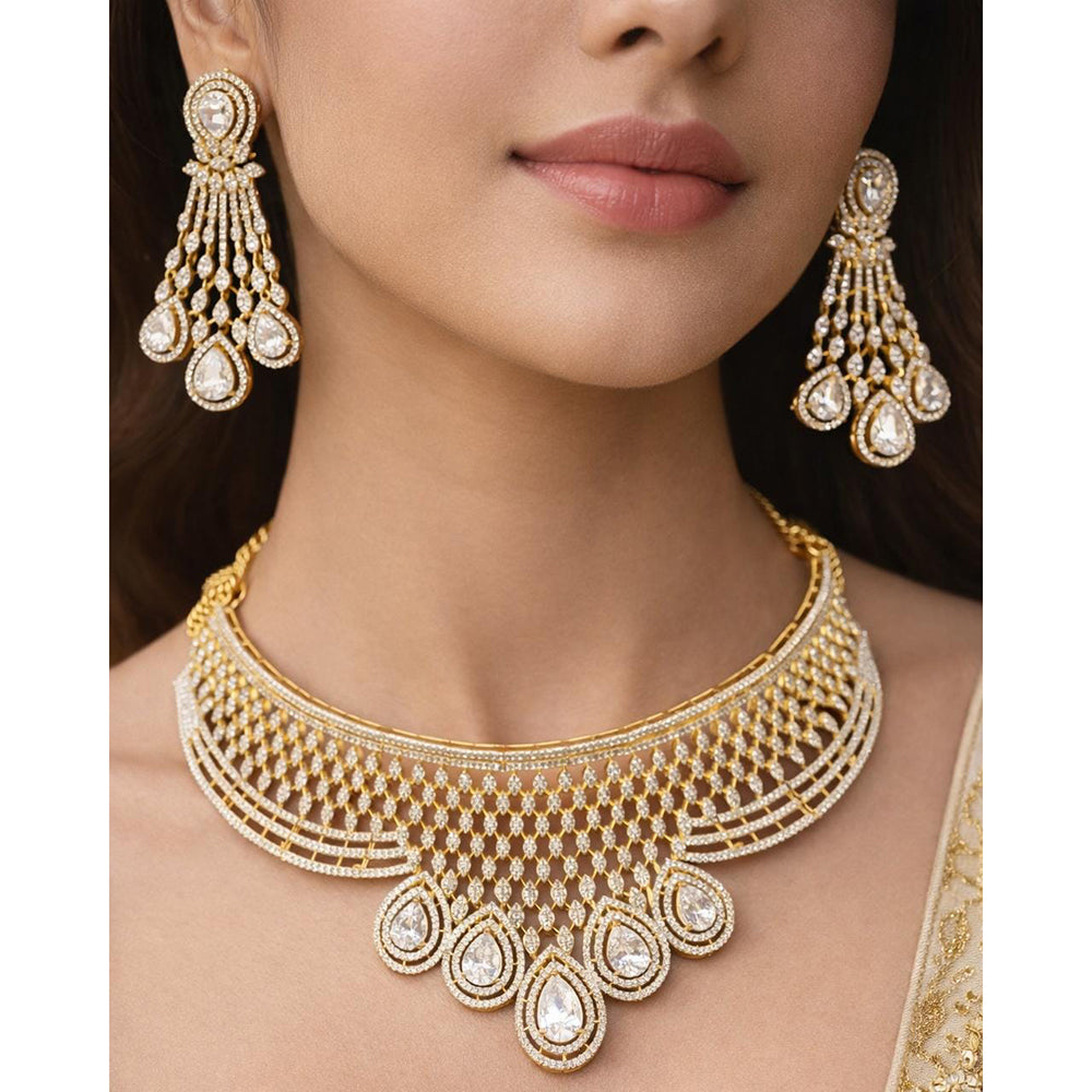Jain Jewellers Luxury American Diamond Choker Necklace Set