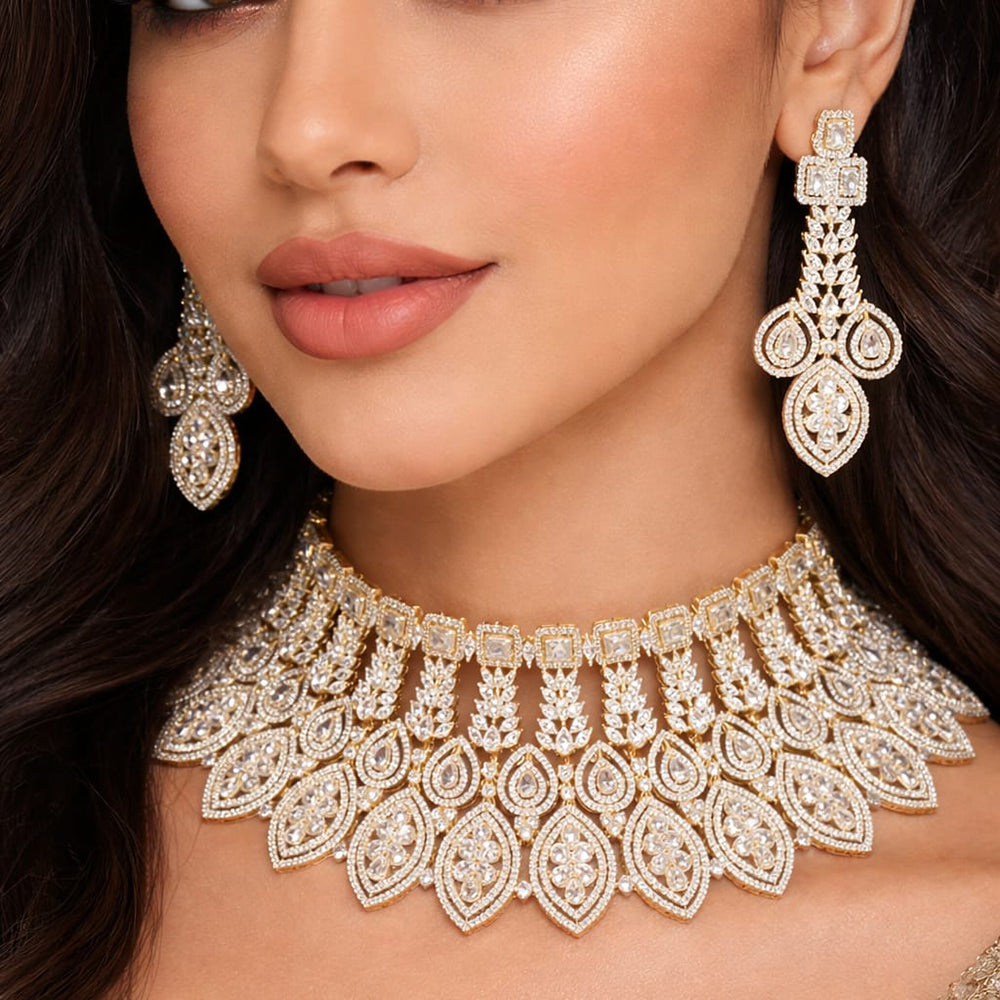 Jain Jewellers Luxury American Diamond Choker Necklace Set