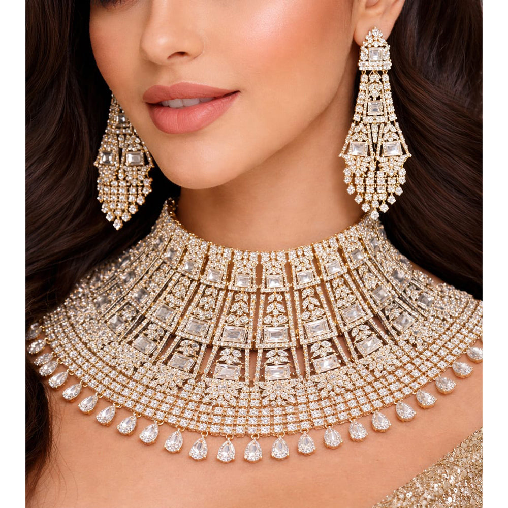 Jain Jewellers Luxury American Diamond Choker Necklace Set