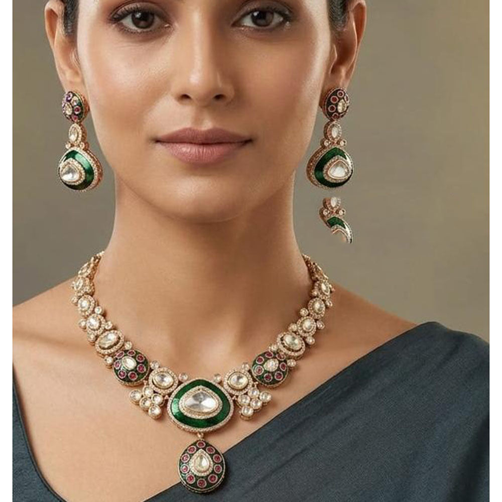 Jain Jewellers Luxury Kundan Polki Stone Necklace Set for Women
