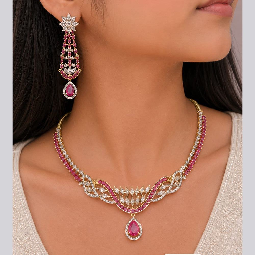 Jain Jewellers Premium  American Diamond Designer Necklace Set