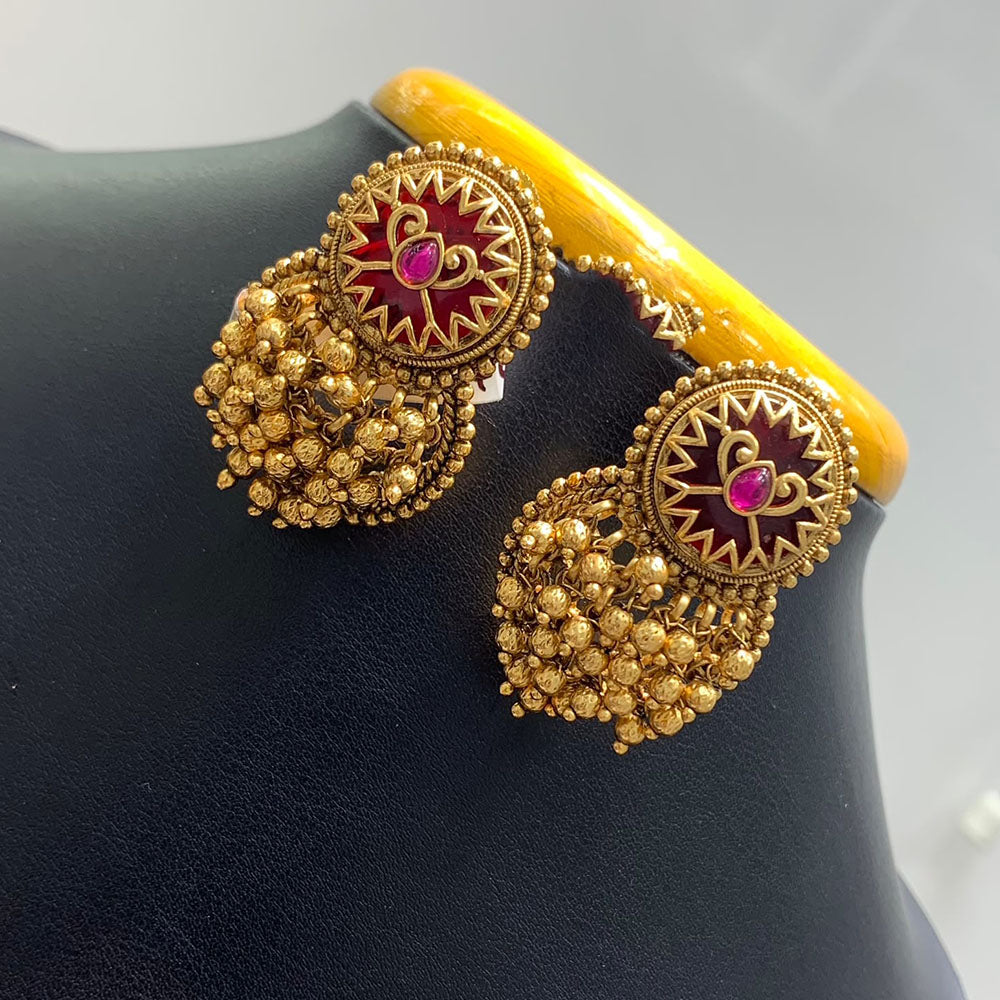 Jain Jewellers Elegant Pota Stone And Pearl Embellished Traditional Dangler Earrings