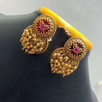 Jain Jewellers Elegant Pota Stone And Pearl Embellished Traditional Dangler Earrings