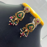 Jain Jewellers Elegant Pota Stone And Pearl Embellished Traditional Dangler Earrings