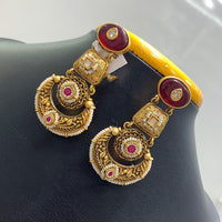 Jain Jewellers Elegant Pota Stone And Pearl Embellished Traditional Dangler Earrings