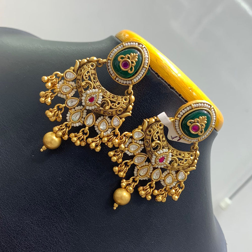 Jain Jewellers Elegant Pota Stone And Pearl Embellished Traditional Dangler Earrings