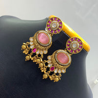 Jain Jewellers Elegant Pota Stone And Pearl Embellished Traditional Dangler Earrings