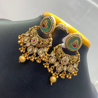 Jain Jewellers Elegant Pota Stone And Pearl Embellished Traditional Dangler Earrings