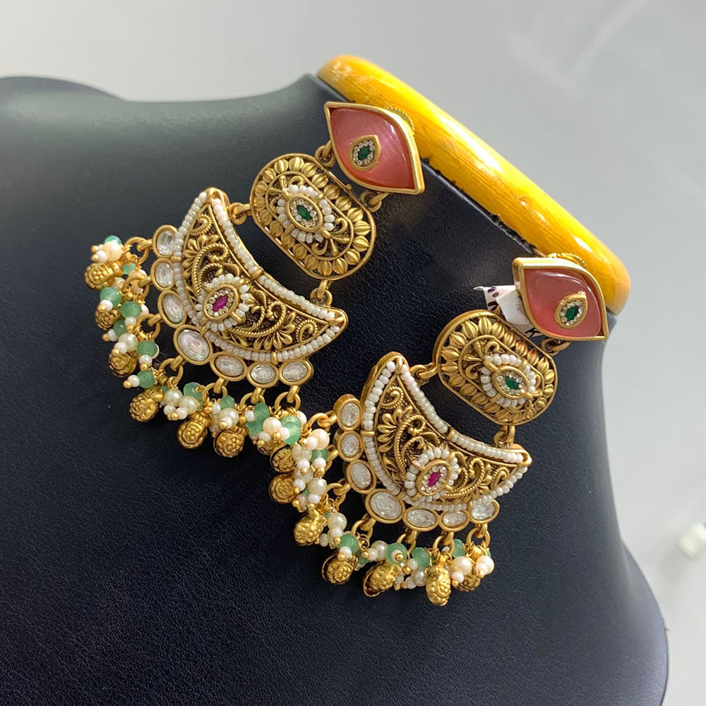 Jain Jewellers Elegant Pota Stone And Pearl Embellished Traditional Dangler Earrings
