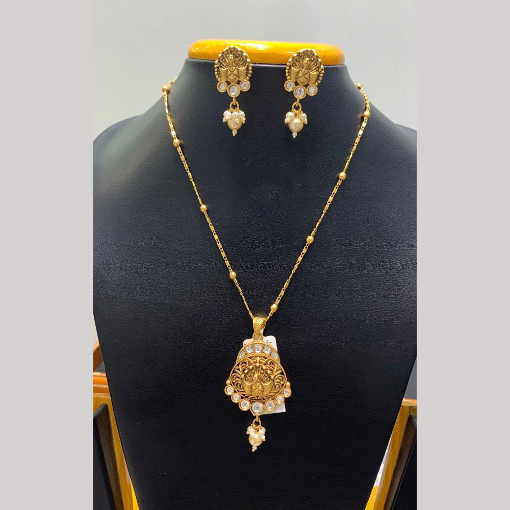 Jain Jewellers Graceful Pota Stone And Beads Ethnic Pendant Jewellery Set