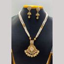 Jain Jewellers Pota Stone Long Necklace Set with Matching Earrings