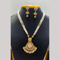 Jain Jewellers Pota Stone Long Necklace Set with Matching Earrings