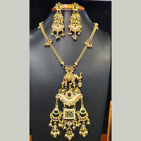 Jain Jewellers Pota Stone Long Necklace Set with Matching Earrings