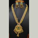 Jain Jewellers Pota Stone Long Necklace Set with Matching Earrings