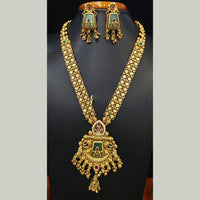 Jain Jewellers Pota Stone Long Necklace Set with Matching Earrings