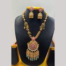 Jain Jewellers Pota Stone Long Necklace Set with Matching Earrings