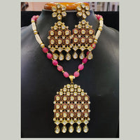 Jain Jewellers Pota Stone Long Necklace Set with Matching Earrings