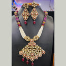 Jain Jewellers Pota Stone Long Necklace Set with Matching Earrings