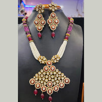 Jain Jewellers Pota Stone Long Necklace Set with Matching Earrings