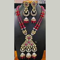 Jain Jewellers Pota Stone Long Necklace Set with Matching Earrings