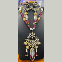 Jain Jewellers Pota Stone Long Necklace Set with Matching Earrings
