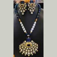 Jain Jewellers Pota Stone Long Necklace Set with Matching Earrings