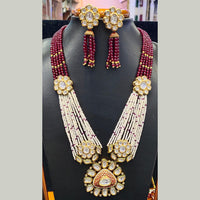 Jain Jewellers Pota Stone Long Necklace Set with Matching Earrings