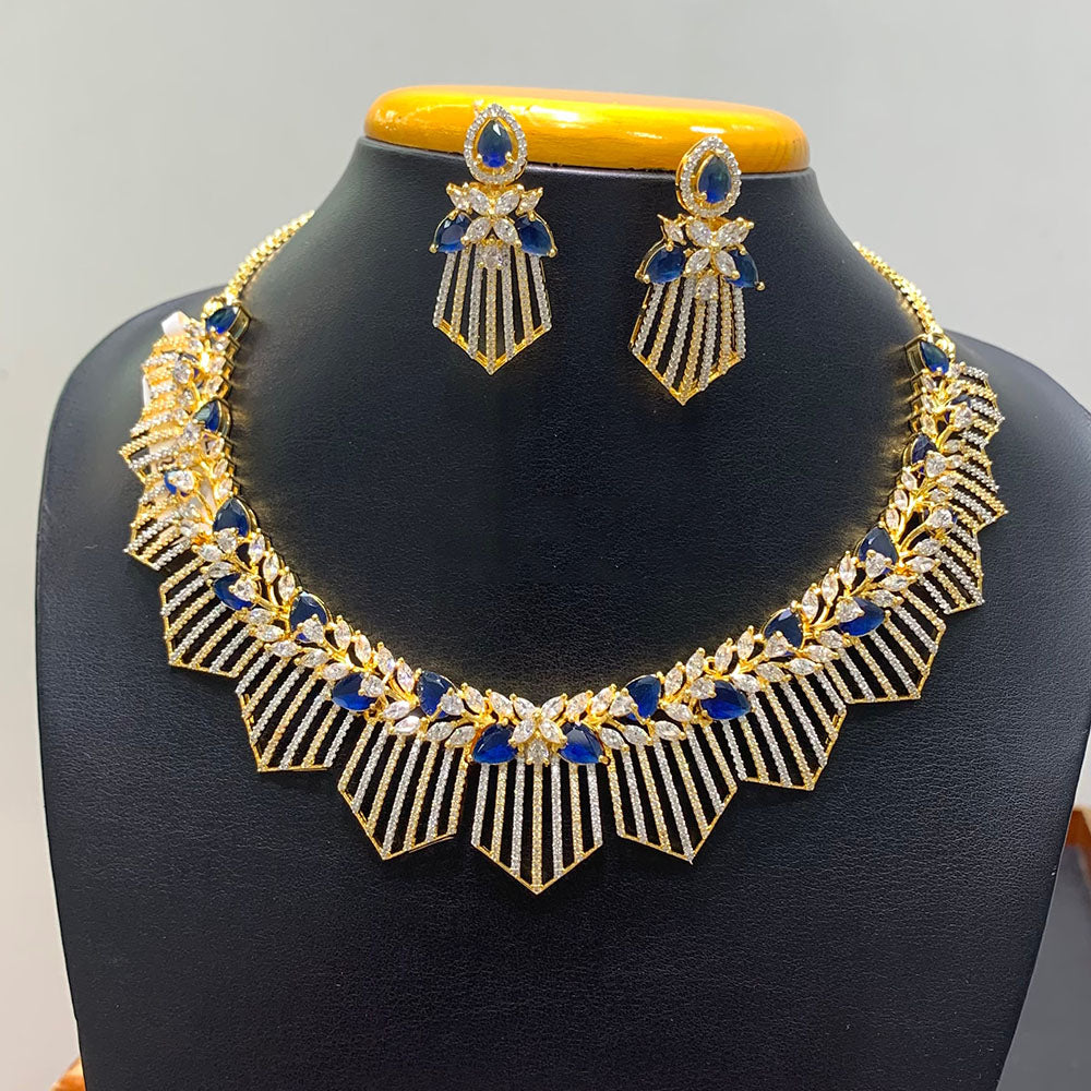 Jain Jewellers Premium American Diamond Designer Necklace Set