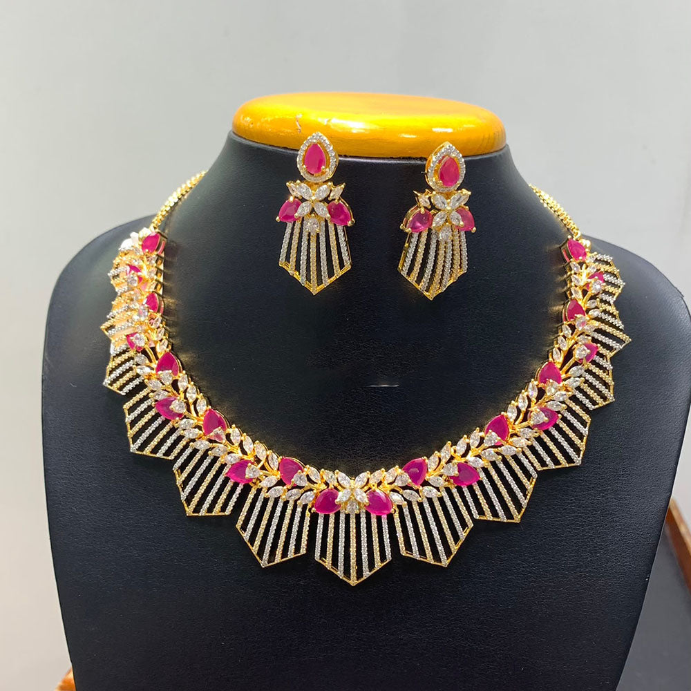Jain Jewellers Premium American Diamond Designer Necklace Set