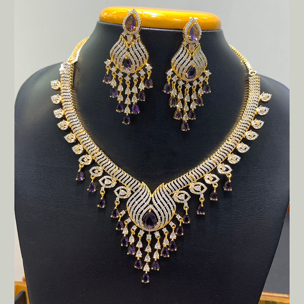 Jain Jewellers Premium American Diamond Designer Necklace Set