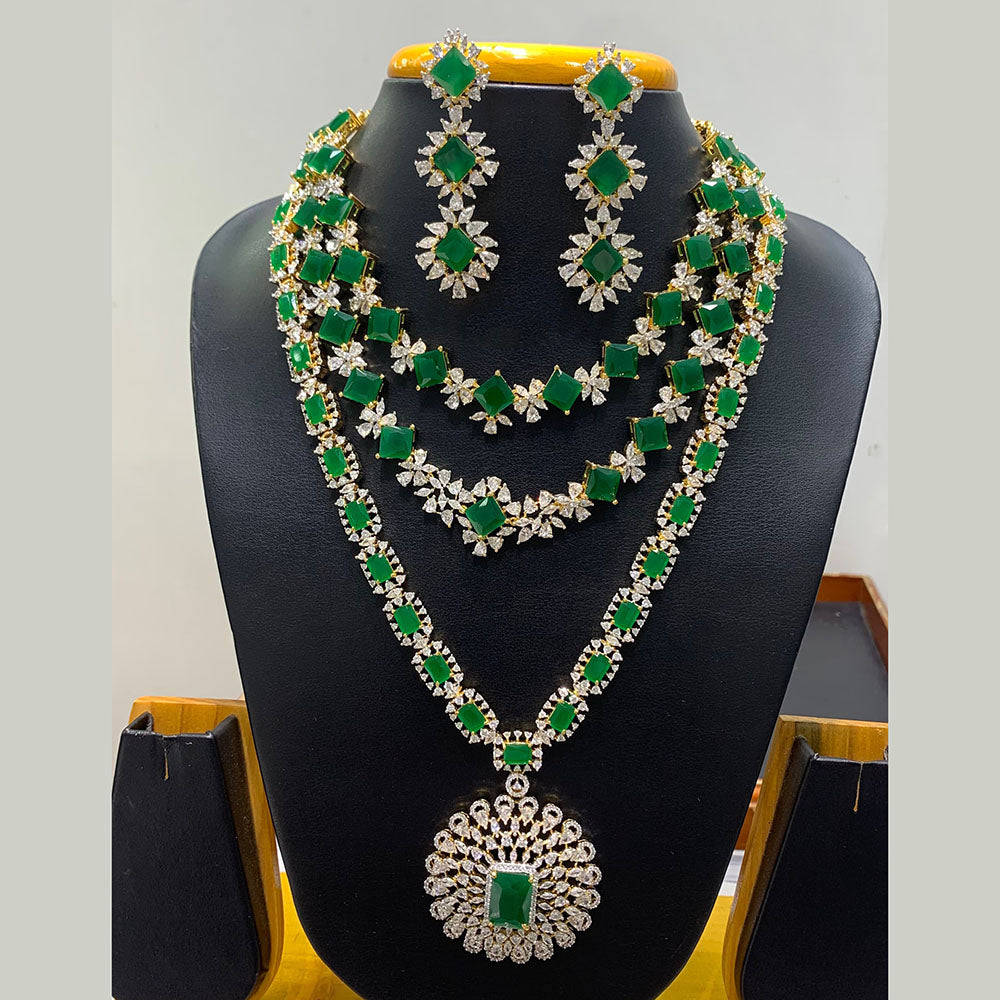 Jain Jewellers Premium American Diamond Designer Necklace Set