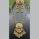 Jain Jewellers Pota Stone Long Necklace Set with Matching Earrings