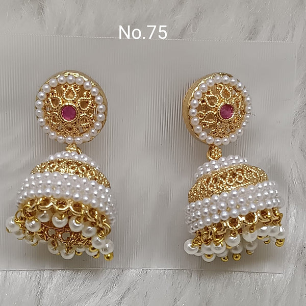 Jai Mata Di Gold Plated Pearl Jhumki Earrings