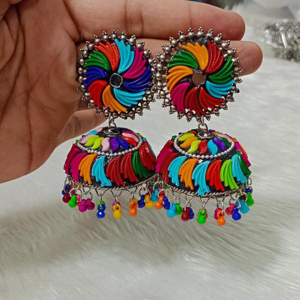 Buy THREAD TRENDS Silk Thread Double Color Mixed With PinkRed Color Jhumka  Earrings at Amazonin