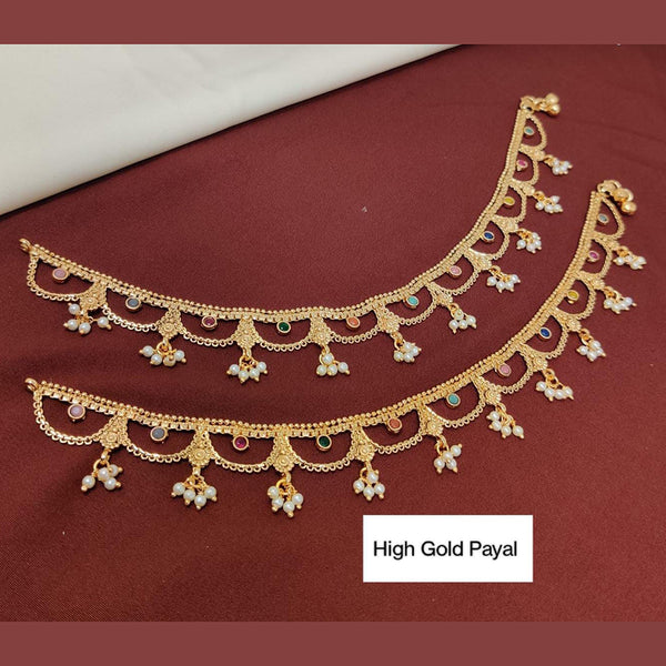Kavita Art Gold Plated Pota Stone Payal