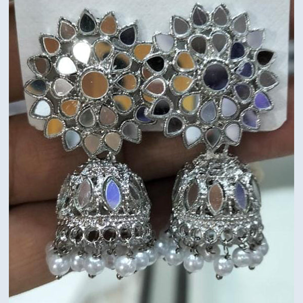 Kavita Art Silver Plated Mirror Jhumki Earrings