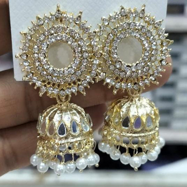 Kavita Art  Gold Plated Austrian Stone And Mirror Jhumki Earrings