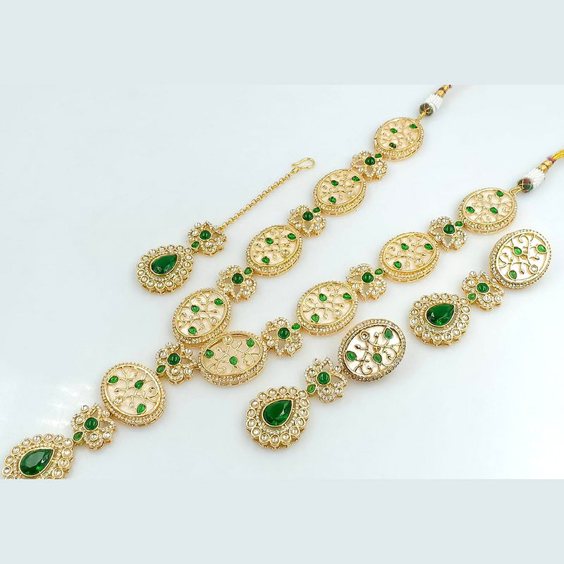 Kavita Art Gold Plated Pota Stone Long Necklace Set