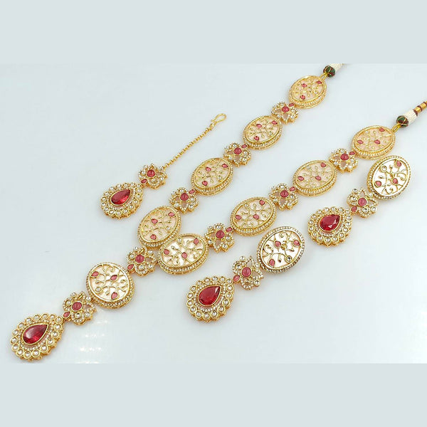 Kavita Art Gold Plated Pota Stone Long Necklace Set