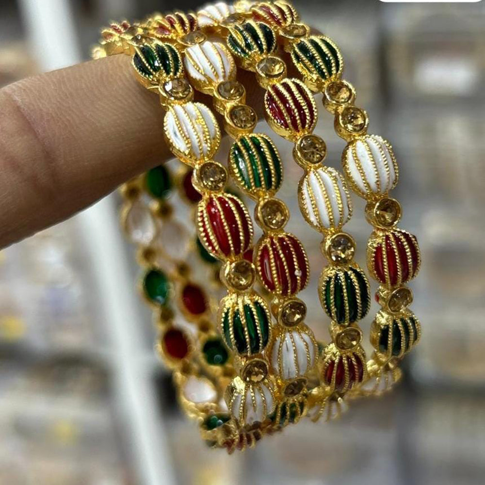 Kavita Art Gold Plated Austrian Stone  And Meenakari Bangles Set