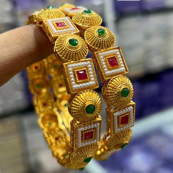 Kavita Art Gold Plated Pearl And Meenakari Bangles Set