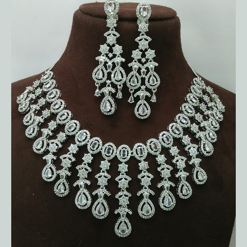 Kavita Art Silver Plated AD Necklace Set