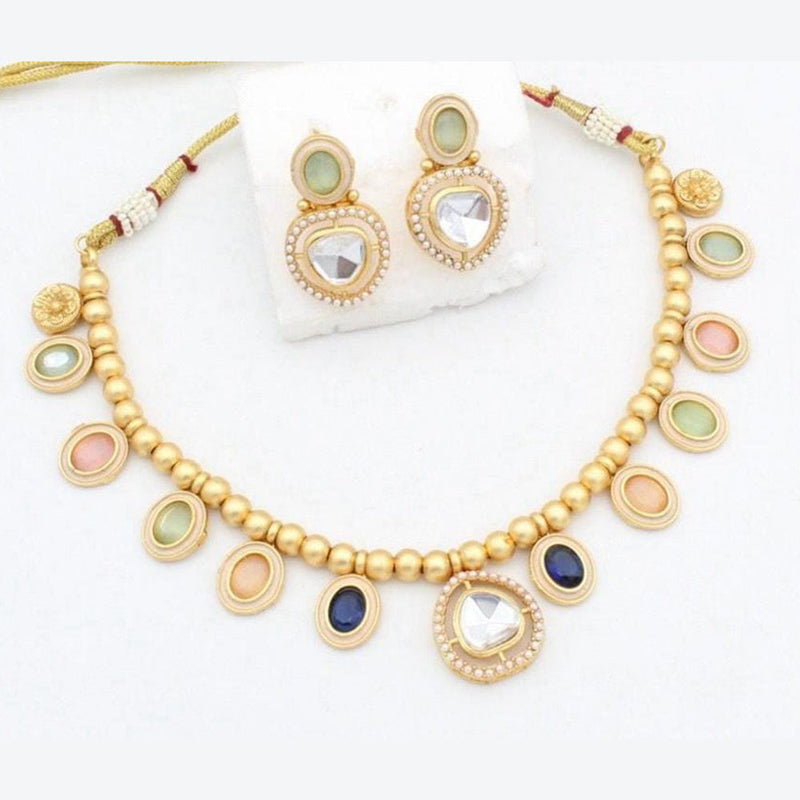 Kavita Art Gold Plated Pota Stone Necklace Set