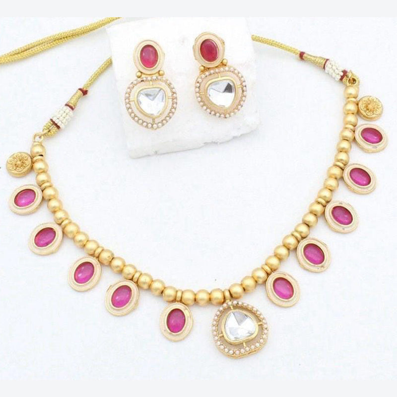 Kavita Art Gold Plated Pota Stone Necklace Set