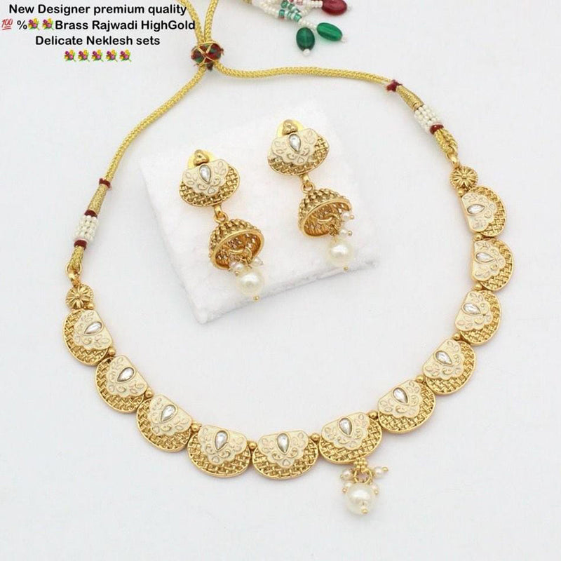 Kavita Art Gold Plated Pota Stone Necklace Set