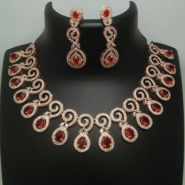 Kavita Art  Rose Gold Plated AD Necklace Set